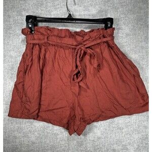 HOLLISTER Women’s Ultra High-Rise Belted Salmon Pink Paper Bag Shorts - Small